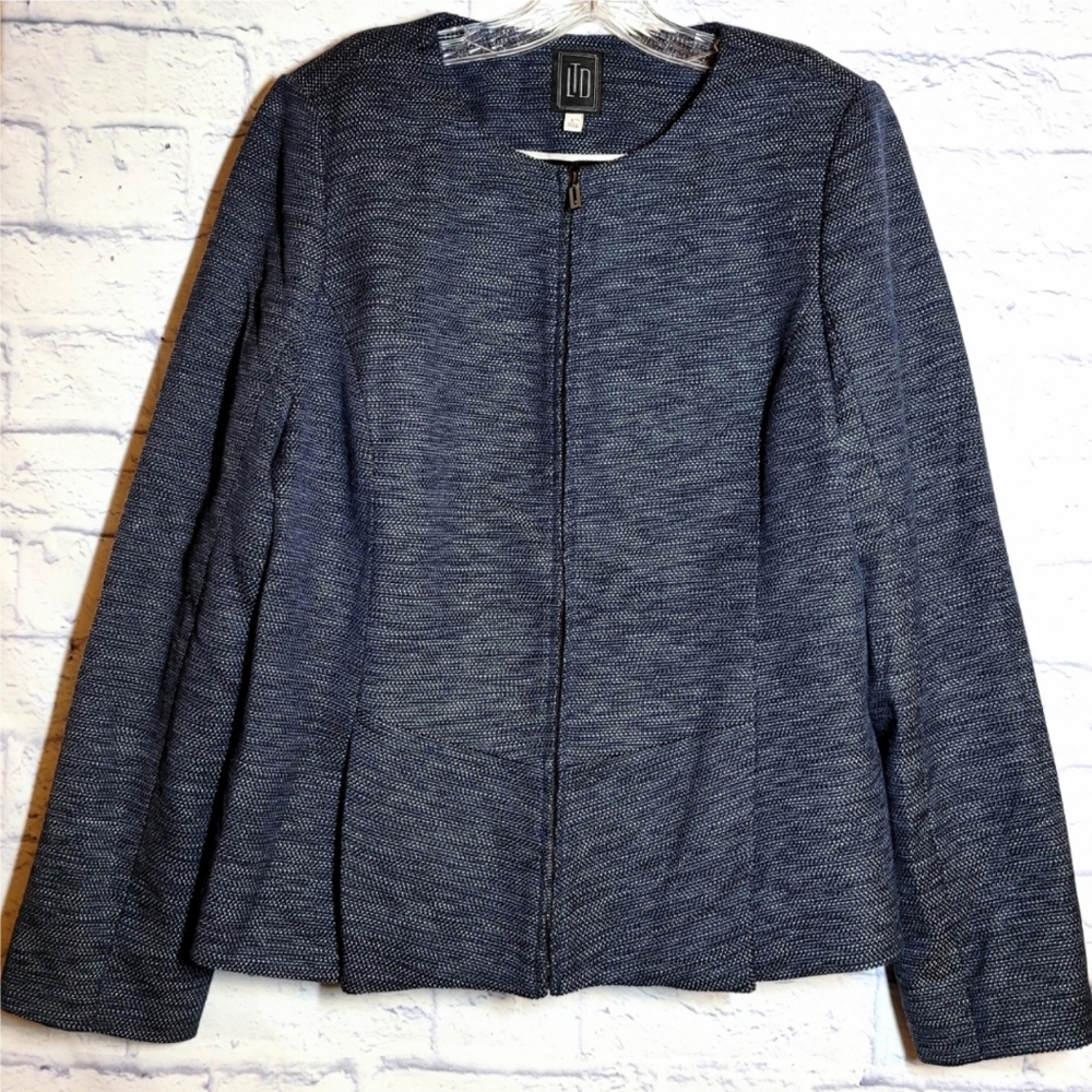 The Limited Blazer Jacket Blue Heathered Womens Size L Full Zip Tailored Career